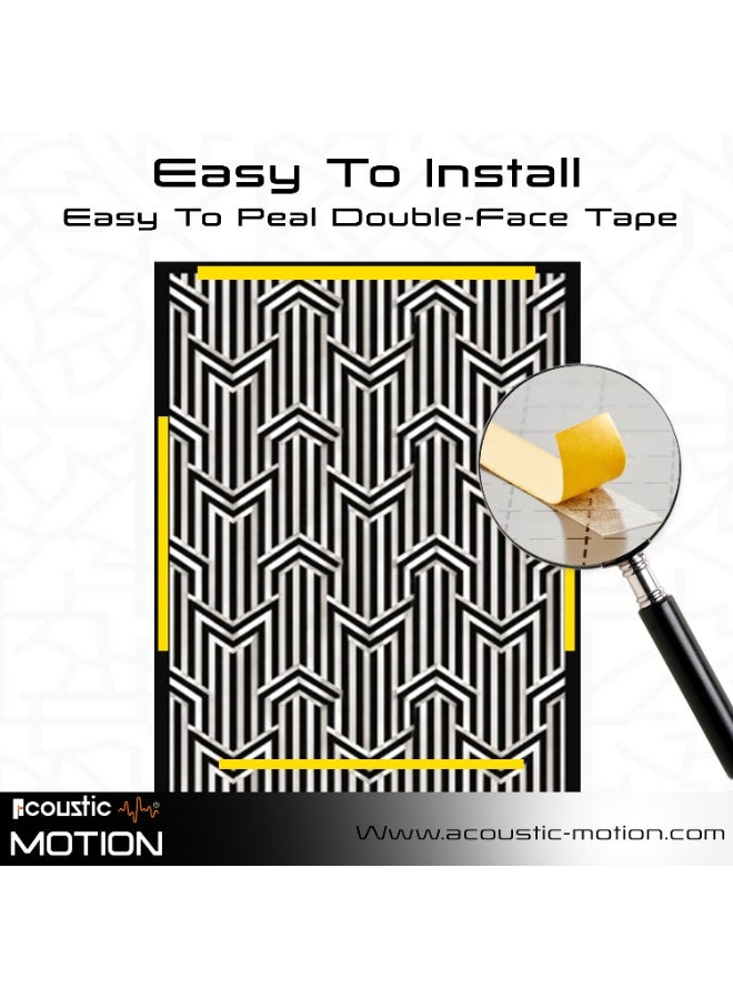 أكويستك موشان لوحات ديكور فنية جدارية خشبية من ACOUSTIC MOTION®، تصميم  MATRIX مع شريط لاصق مزدوج الوجه، معلق على الحائط باللون الأسود الحديث للمنزل وغرفة المعيشة وغرفة النوم والمكتب والفندق، 25 × 50 × 0.5 سم، مجموعة مكونة من 4 قطع - Image 3